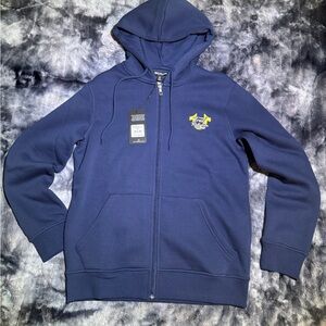 True Religion TR Script Oval Zip Hoodie – Blue – Men’s Size S